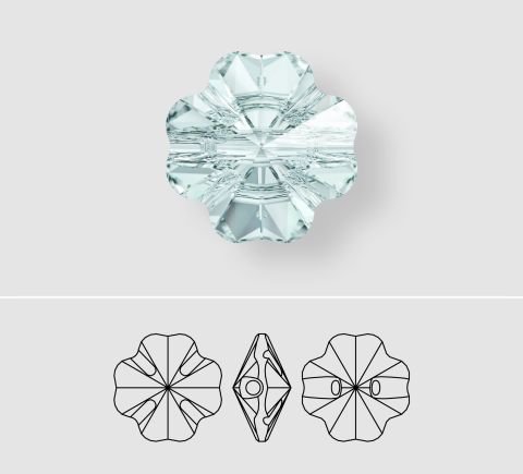 Swarovski 3011 Düğme 10mm Jet (280) Foyasız - Yonca Şekilli Siyah Renkli Düğme