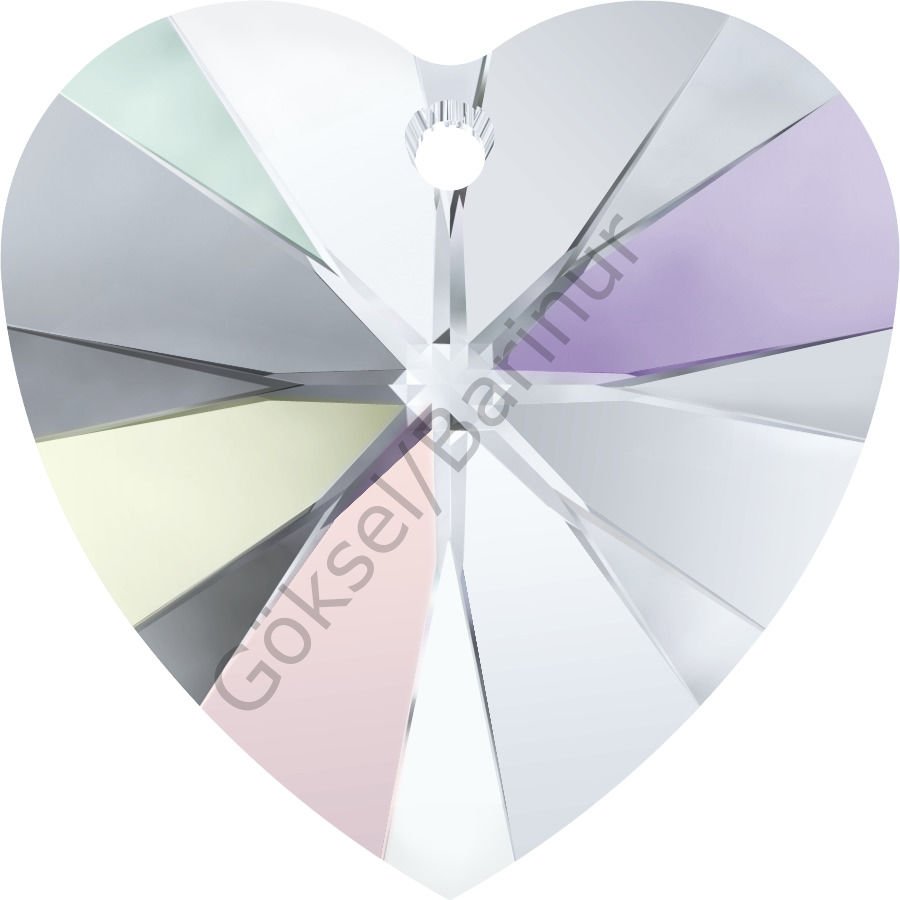 Swarovski 6228 Kalp 10mm Crystal AB (001AB) - Janjan Kolye Ucu