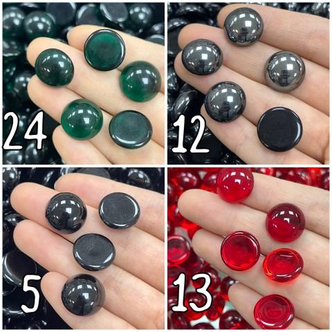 Kapşon Taş 16mm Yuvarlak - 50 ve 10 Adet - Renk Seçenekleri Mevcuttur