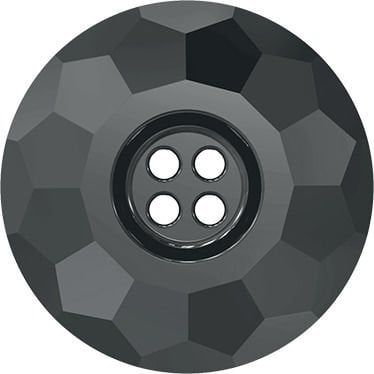 Swarovski 3008 Düğme 14mm Jet Hematite (280HEM) - Yuvarlak Metalik Siyah Renkli Ortadan Dikilebilir Düğme