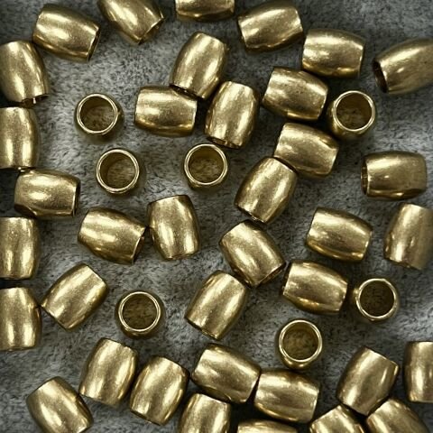 Silindir Pirinç Metal Boncuk 6mm x 7,5mm - Ham