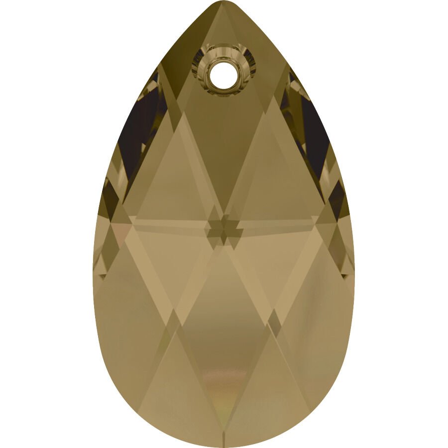 Swarovski 6106 Damla 16mm Light Colorado Topaz (246) - Koyu Altın Kolye Ucu