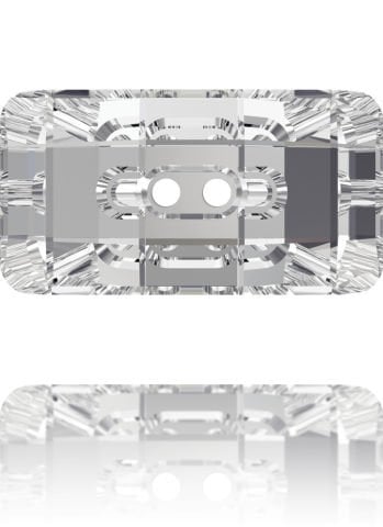 Swarovski 3093 Düğme 30x16mm Crystal (001) F - Beyaz Dikdörtgen Şekli İki Delikli Kristal Düğme