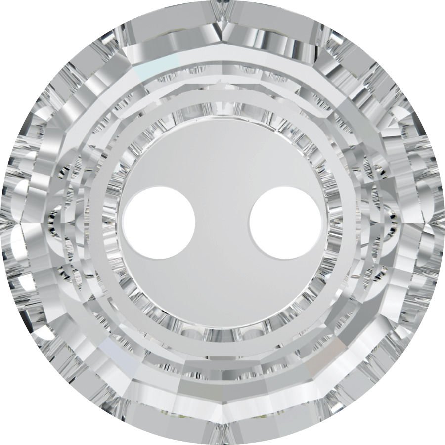 Swarovski 3122 Düğme 10mm Crystal (001) U - Yuvarlak Beyaz Renkli Ortadan Dikilebilir Düğme