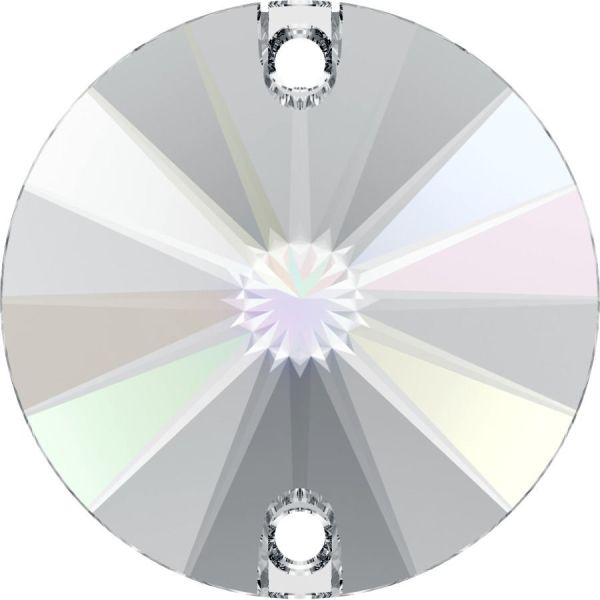 3200 8mm Crystal AB (001AB) Foiled - Foiled Round Two Hole Sewing Stone - Packages of 12-72-144 Pieces