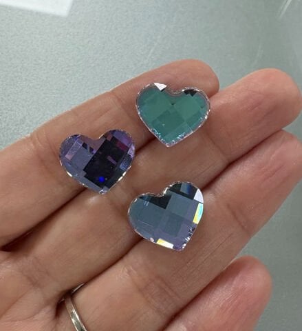 Celestial Altı Düz Kalp - 16x13,5mm - Pöti Kare Kesimli Foyalı Kristal Taş