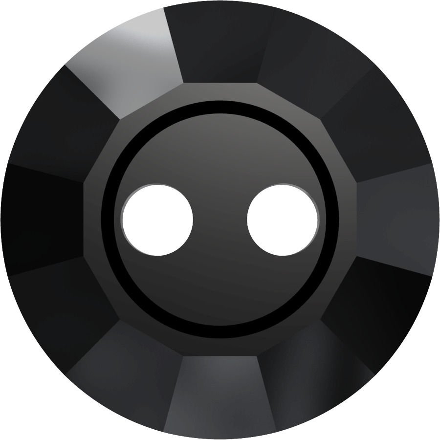 Swarovski 3122 Düğme 10mm Jet (280) U - Yuvarlak Siyah Renkli Ortadan Dikilebilir Düğme