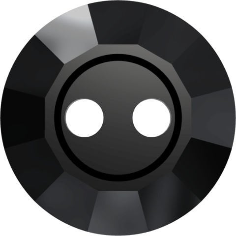 Swarovski 3122 Düğme 10mm Jet (280) U - Yuvarlak Siyah Renkli Ortadan Dikilebilir Düğme