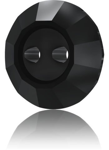 Swarovski 3122 Düğme 10mm Jet (280) U - Yuvarlak Siyah Renkli Ortadan Dikilebilir Düğme