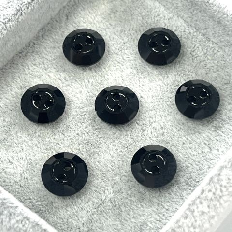 Swarovski 3122 Düğme 10mm Jet (280) U - Yuvarlak Siyah Renkli Ortadan Dikilebilir Düğme