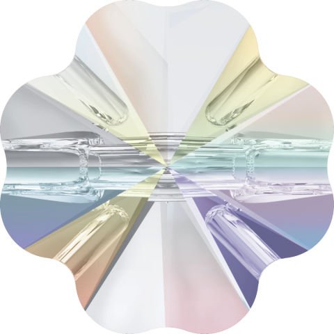 Swarovski 3011 Düğme 12mm Crystal AB (001AB) Foyalı - Yonca Şekilli Janjan Renkli Düğme
