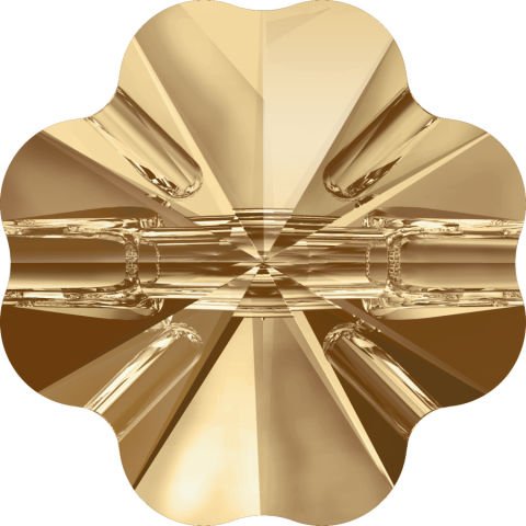 Swarovski 3011 Düğme 12mm Crystal Golden Shadow (001GSHA) Foyasız - Yonca Şekilli Şeffaf Altın Renkli Düğme