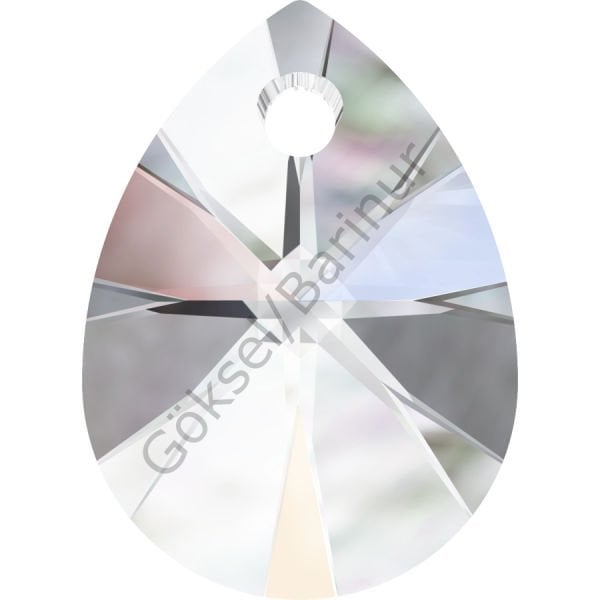Swarovski 6128 Xilion Pear 10mm Crystal AB (001AB) - Janjan Armut Kristal Kolye Ucu
