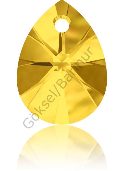 6128 10mm Light Topaz (226) - Canlı Sarı Armut Kolye Ucu