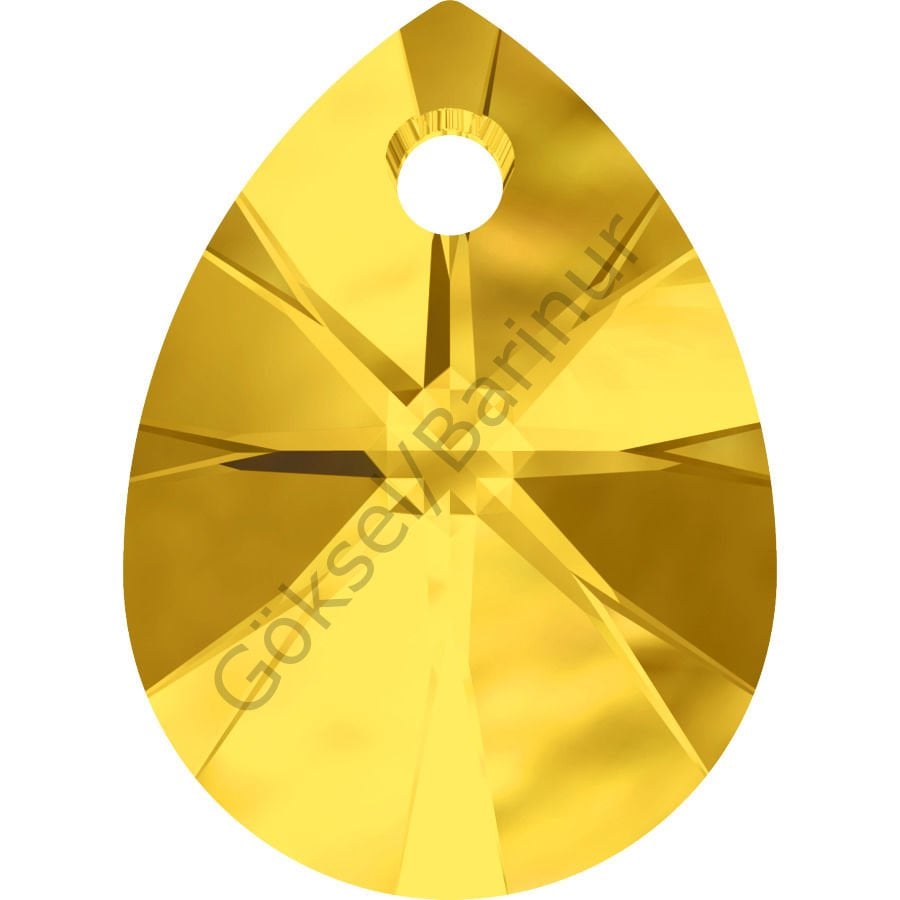 6128 10mm Light Topaz (226) - Canlı Sarı Armut Kolye Ucu