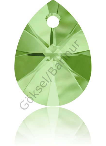 6128 10mm Peridot (214) - Yeşil Işıltılı Armut Kolye Küpe Ucu