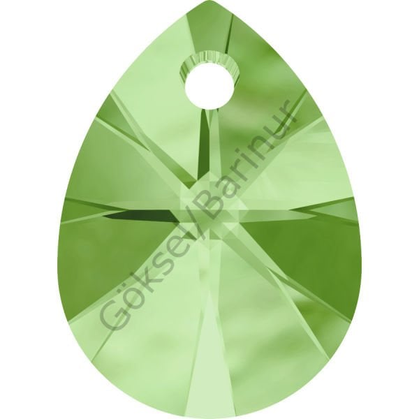 6128 10mm Peridot (214) - Yeşil Işıltılı Armut Kolye Küpe Ucu