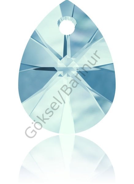 6128 10mm Aquamarine (202) - Bebe Mavisi Işıltılı Armut Kolye Küpe Ucu