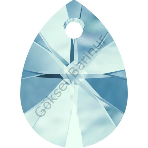 6128 10mm Aquamarine (202) - Bebe Mavisi Işıltılı Armut Kolye Küpe Ucu
