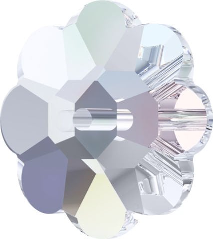 Swarovski 3700 Çiçek Lochrosen 6mm Crystal AB (001AB) - Janjan Efektli Ortadan Delikli Dikme Taş