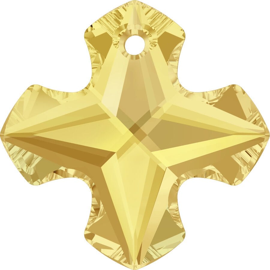 Swarovski 6867 Greek Cross 14mm Crystal Metallic Sunshine (001METSH) - Sarı Renkli Kolye Ucu