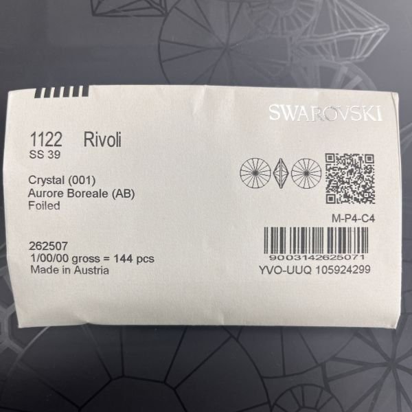 Swarovski 1122 SS39 Crystal AB (001AB) F Mercimek Rivoli Kristal Taş - 12-72-144 Adetlik Paketler