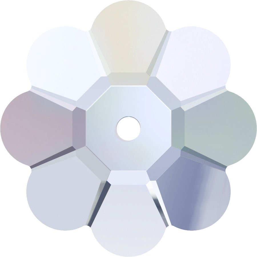 Swarovski 3700 Çiçek Lochrosen 8mm Crystal AB (001AB) - Janjan Efektli Ortadan Delikli Dikme Taş