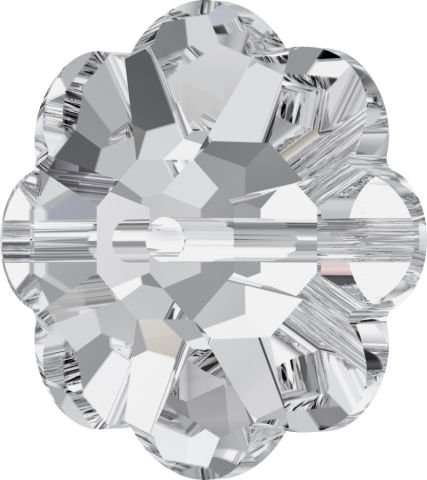 Swarovski 3700 Çiçek Lochrosen 8mm Crystal (001) - Beyaz Renkli Ortadan Delikli Dikme Taş