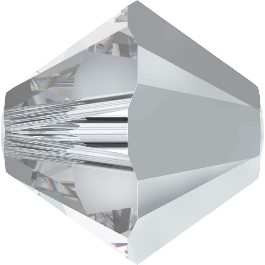 Swarovski 5328 Bicone Boncuk 5mm Crystal Comet Argent Light (001CAL) - Parlak Gümüş Renkli Piramit Boncuk