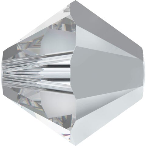 Swarovski 5328 Bicone Boncuk 5mm Crystal Comet Argent Light (001CAL) - Parlak Gümüş Renkli Piramit Boncuk