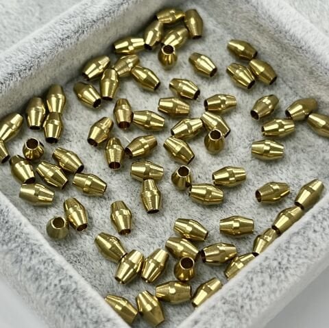 Piramit Pirinç Metal Boncuk 3,5mm x 4mm - Ham