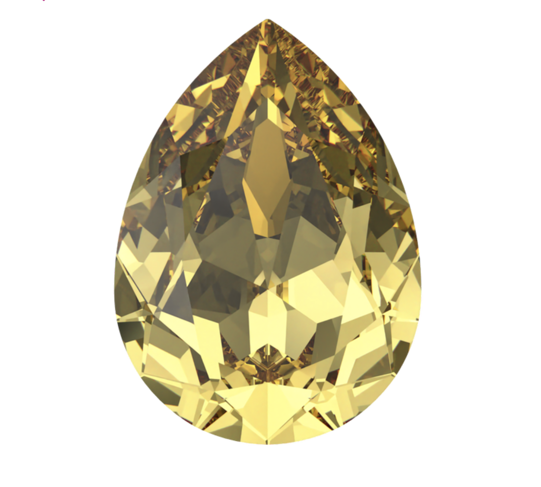 Swarovski 4320 Damla 14x10mm Recreated Dark Jonquil (1407)  F - Damla Şekilli Limon Renkli Kristal Taş