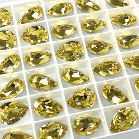 Swarovski 4320 Damla 14x10mm Recreated Dark Jonquil (1407)  F - Damla Şekilli Limon Renkli Kristal Taş