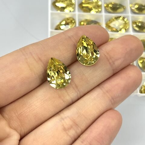 Swarovski 4320 Damla 14x10mm Recreated Dark Jonquil (1407)  F - Damla Şekilli Limon Renkli Kristal Taş