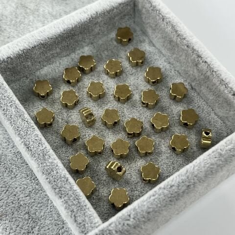 Papatya Şekilli Pirinç Metal Boncuk 6mm x 6mm - Ham