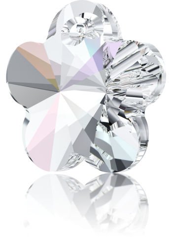 Swarovski 6744 Pendant 12mm Crystal Aurore Boreale (001AB) - Çiçek Şekilli Tek Delikli Janjan Renkli Kolye Ucu