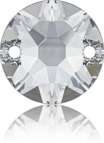 3288 8mm Crystal (001) Foyalı -  Yuvarlak İki Delikli Beyaz Dikme Taş