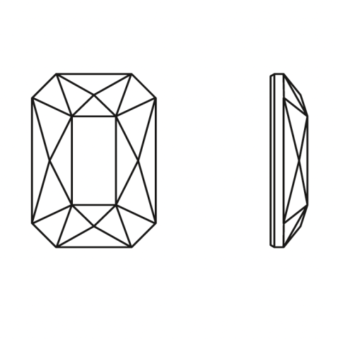 2602 3.7x2.5mm Crystal (001) Foiled - White Rectangular Mini Crystal Stone