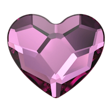 Swarovski 2808 Kalp 3,6mm Dark Rose (1201) Foyalı - Koyu Pembe Kalp Altı Düz Mini Kristal Taş