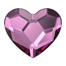 Swarovski 2808 Kalp 3,6mm Dark Rose (1201) Foyalı - Kalp Şekilli Koyu Pembe Altı Düz Mini Kristal Taş