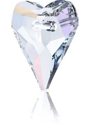 Swarovski 6240 Uzun Kalp 17mm Crystal AB (001AB) - Kalp Şekilli Janjan Renkli Kolye Ucu