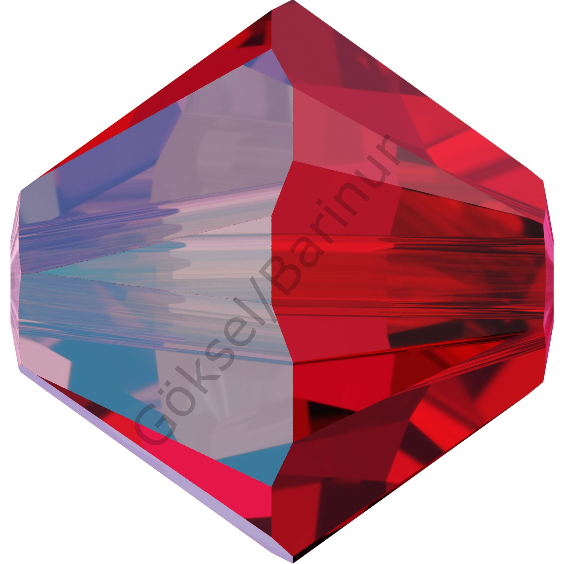 Swarovski 5328 Bicone Boncuk 4mm Light Siam Shimmer (227SHIM) - Parlak Kırmızı Bicone Piramit Boncuk