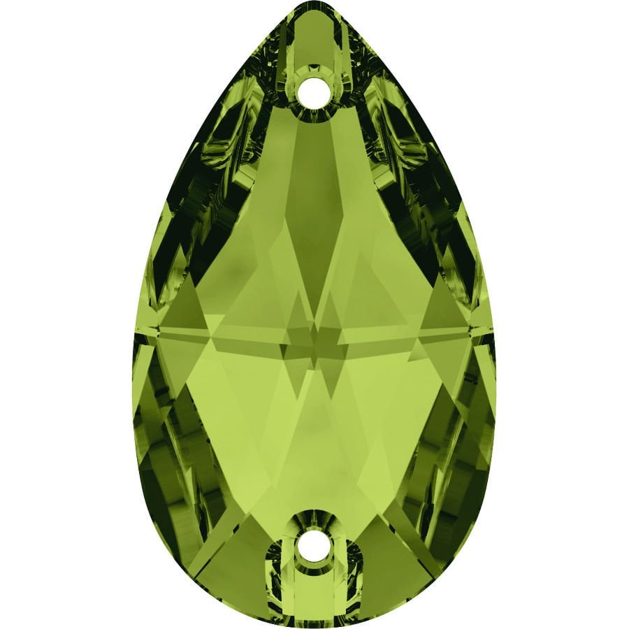 Swarovski 3230 Damla Dikme 12x7mm Olivine (228) Foyalı - Koyu Yeşil Renkli Dikilebilir Kristal Taş