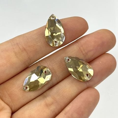 Damla Şekilli 18x10,5mm Dikilebilir Crystal Golden Shadow Cam Taş - Şampanya Dikme Taş