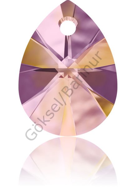 6128 10mm Crystal Astral Pink (001API) - Turuncu Pembe Işıltılı Armut Kolye Küpe Ucu