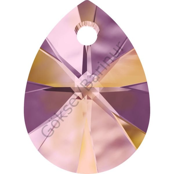 6128 10mm Crystal Astral Pink (001API) - Turuncu Pembe Işıltılı Armut Kolye Küpe Ucu