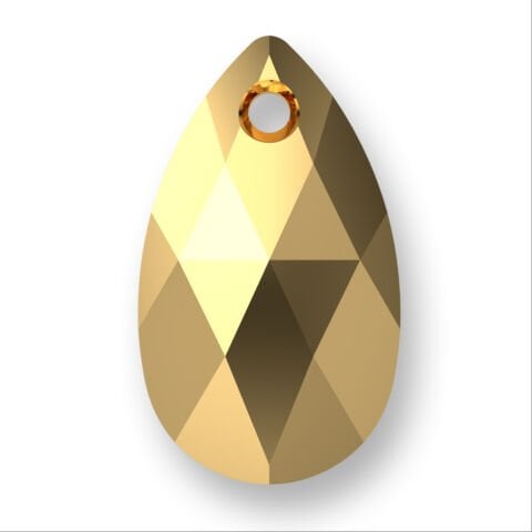 Swarovski 6106 Pendant 16mm Crystal Aurum (001AUR) - Damla Şekilli Tek Delikli Altın Renkli Kolye Ucu