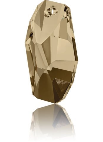 Swarovski 6673 Meteor 28mm Crystal Golden Shadow (001GSHA) - Sarkıt Şekilli Tek Delikli Altın Renkli Kolye Ucu