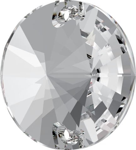 Swarovski 3200/G Rivoli 12mm Crystal (001) Foiled -  Beyaz Yuvarlak İki Delikli Dikme Taş