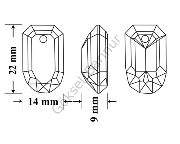 6508 22x14mm Symbiosis Kolye Ucu - Aquamarine Metallic Blue Z (202 MEBLZ)